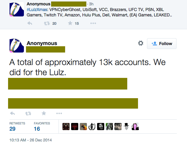 Alleged Anonymous members leaked 13000 credentials for popular websites