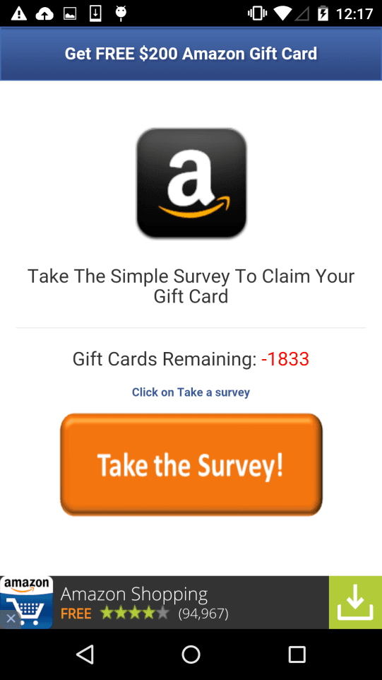 Worm Gazon, fake Amazon gift card is targeting Android users