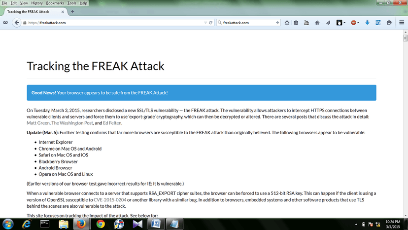 All Windows systems are vulnerable to the FREAK attack