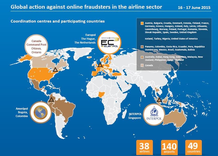 Europol coordinated a joint operation against airline fraudsters in 49 countries