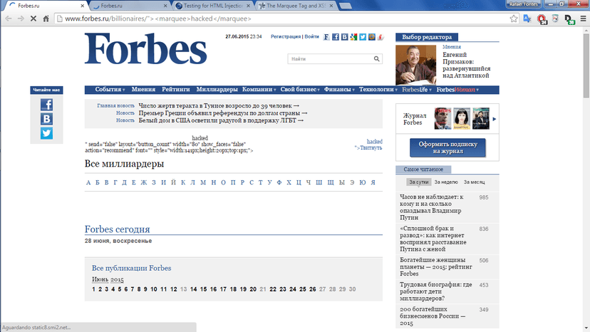Security Researcher found vulnerabilities on the Forbes Website
