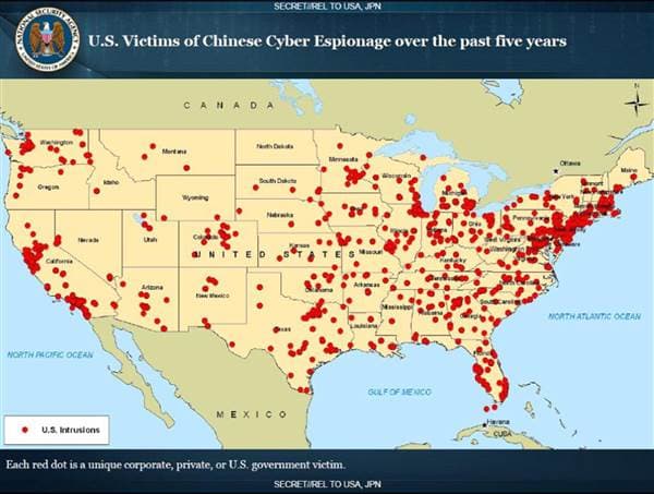 A secret NSA map shows successful Chinese attacks