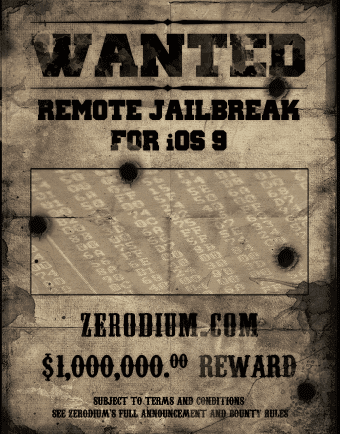 Find a zero-day exploit to hack IOS 9 and win a $1m prize