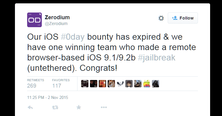 Hackers win $1 million bounty for iOS 9 remote hack