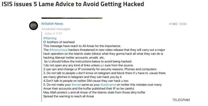 Telegram messaging service tries to ban ISIS, but..