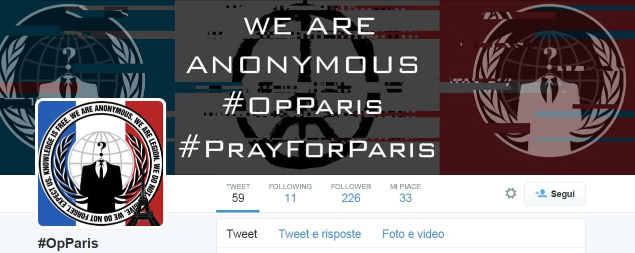 Anonymous announced #OpParis against the ISIS in response to the Paris attacks