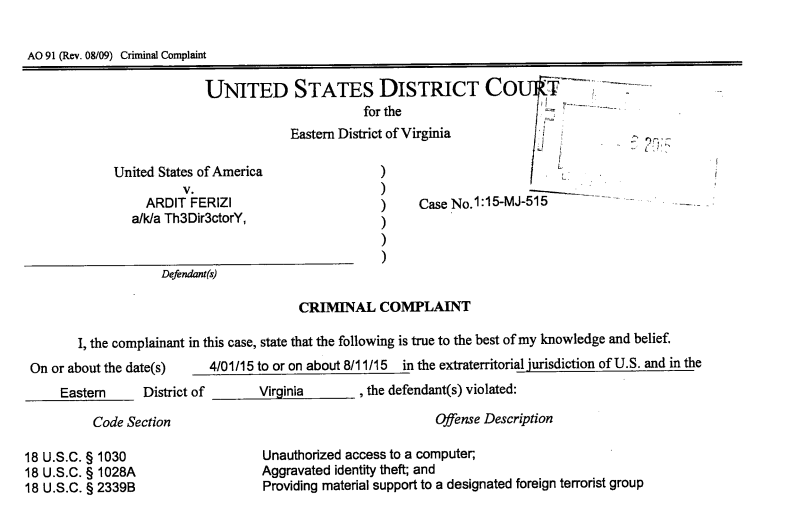 ISIS – The first man charged of cyber terrorism has been extradited to the US