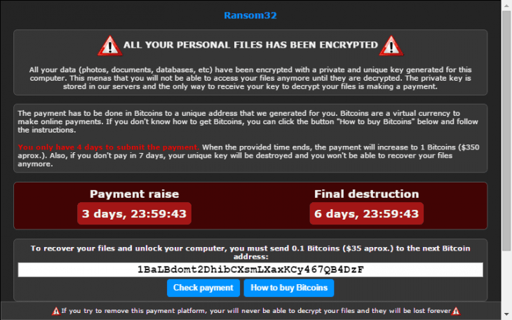 Analyzing Ransom32, the first JavaScript ransomware variant