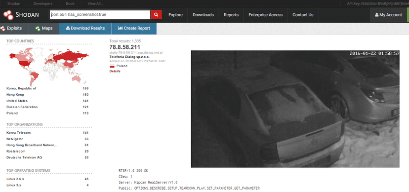 Shodan implements a feature to browse vulnerable webcams