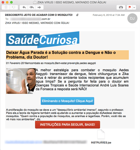 Malicious spam campaign capitalizes the global interest in the Zika virus