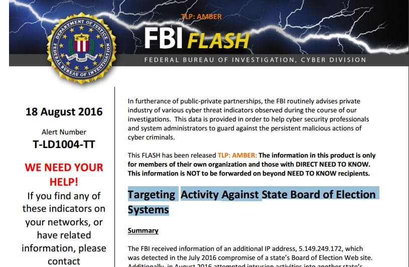 FBI flash alert says foreign hackers compromised state election systems