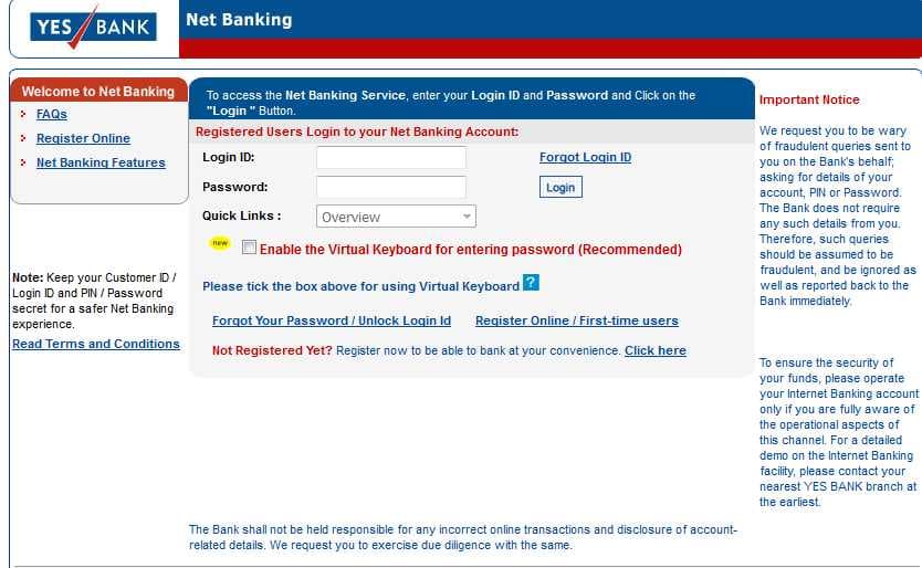 Cyber Criminal can easily get access to your YesBank Internet Banking using stolen Debit/Credit Card Number and PIN