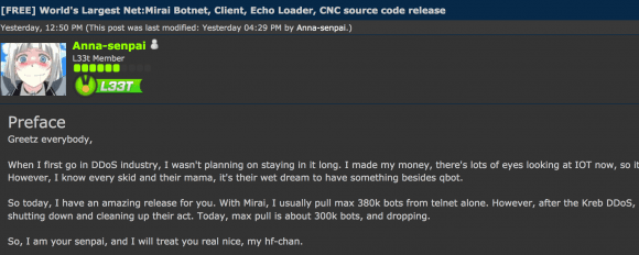 The source code of the Mirai IoT botnet leaked online. Do you trust it?
