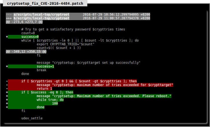 CVE-2016-4484 Hold down the Enter key for 70 sec to gain a Linux Root shell