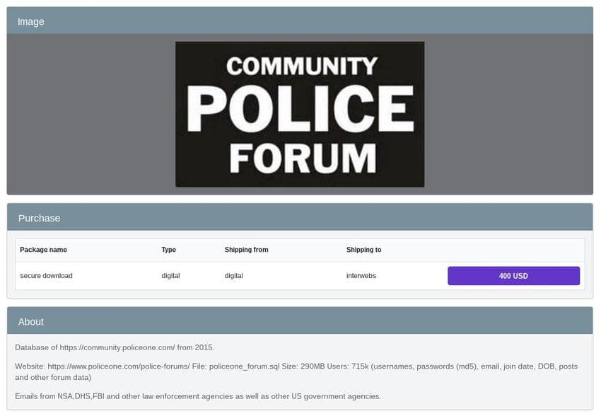 PoliceOne hacked – Hacker is selling thousands police officials’ accounts