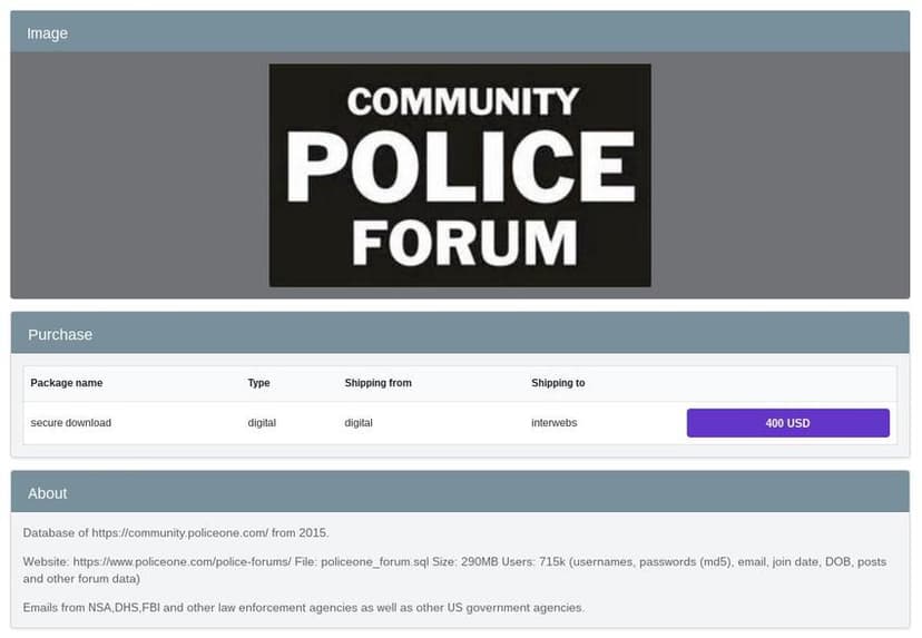 PoliceOne hacked – Hacker is selling thousands police officials’ accounts