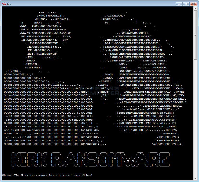 Kirk ransomware – A Star Trek Themed Ransomware that requests Monero payments
