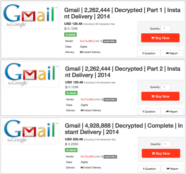 Over 20 million Gmail and 5 million Yahoo accounts available for sale on the Dark Web
