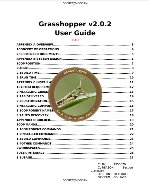 WikiLeaks leaked files on the Grasshopper framework, a CIA Tool for creating customized malware installers