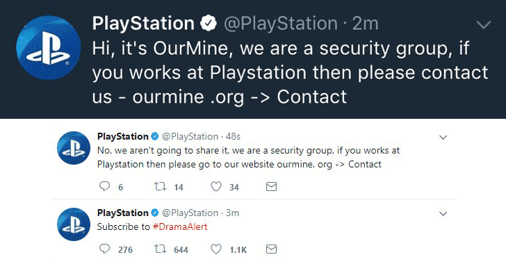 Ourmine hacked PlayStation Social Media Accounts to announce the theft of PSN Database