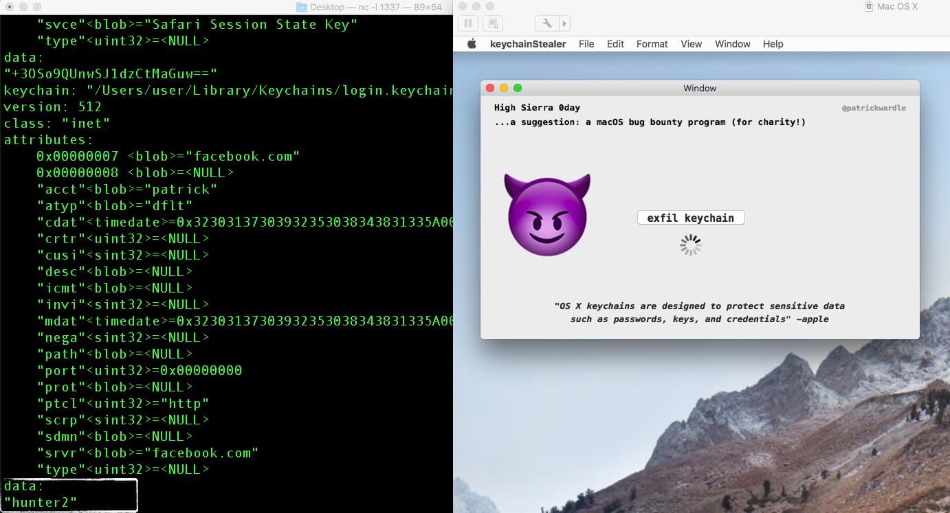 Unsigned apps can dump the full OS keychain, including your plaintext passwords