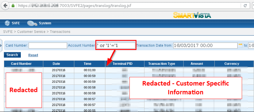 Swiss BPC banking software SmartVista is vulnerable to SQL Injection attacks