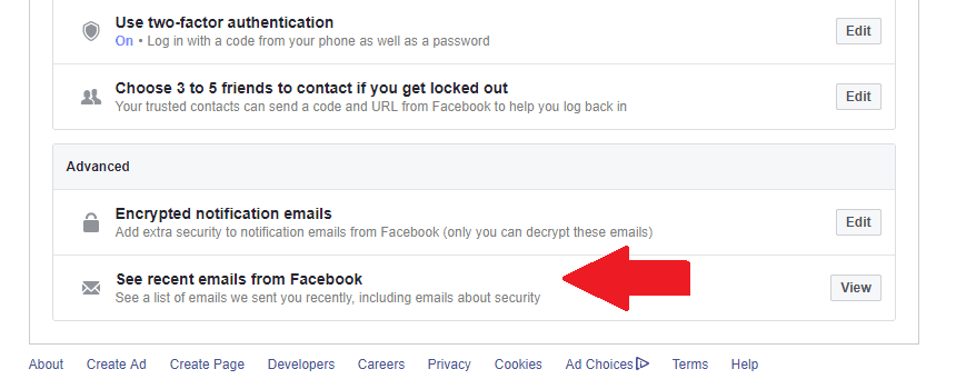 Facebook security feature