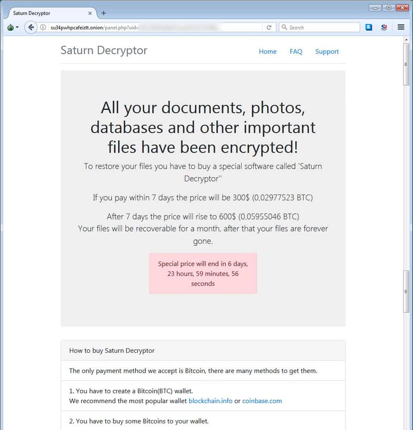 Researchers spotted a new malware in the wild, the Saturn Ransomware