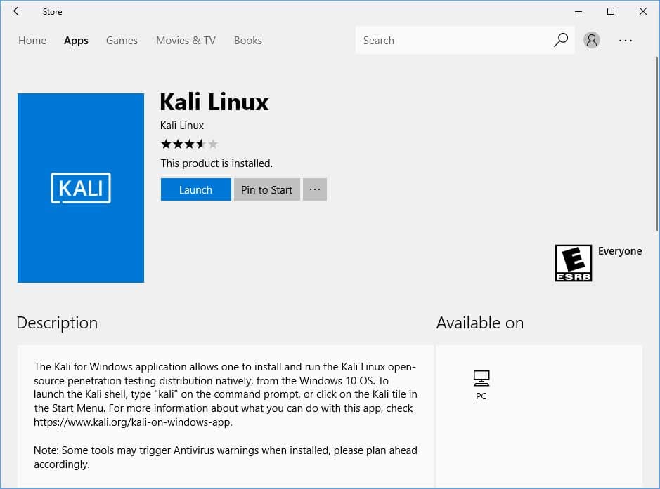 Funny? Useful? Cool? Kali Linux natively on Windows 10