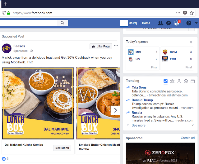 Faasos Facebook Cookie