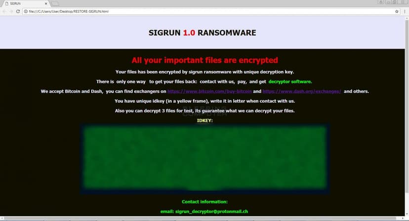 The author of the Sigrun Ransomware decrypts Russian victims' files for free