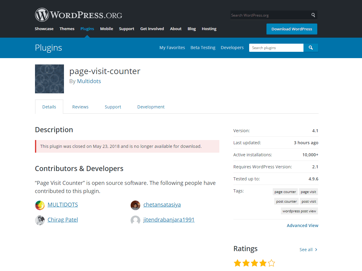 closed wordpress plugins multidots