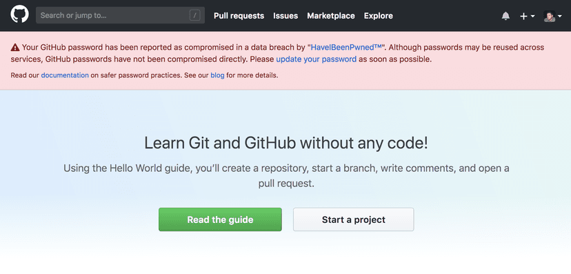 GitHub started warning users when adopting compromised credentials