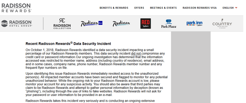 The Radisson Hotel Group has suffered a data breach
