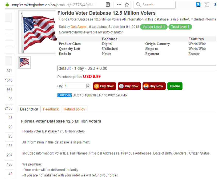 85 Millions of voter records available for sale ahead of the 2018 US Midterm Elections