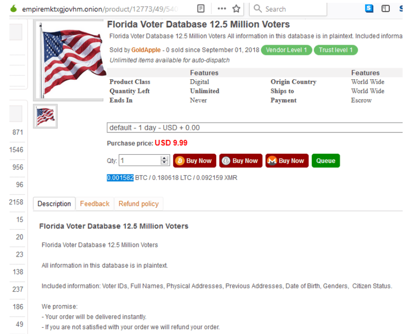85 Millions of voter records available for sale ahead of the 2018 US Midterm Elections