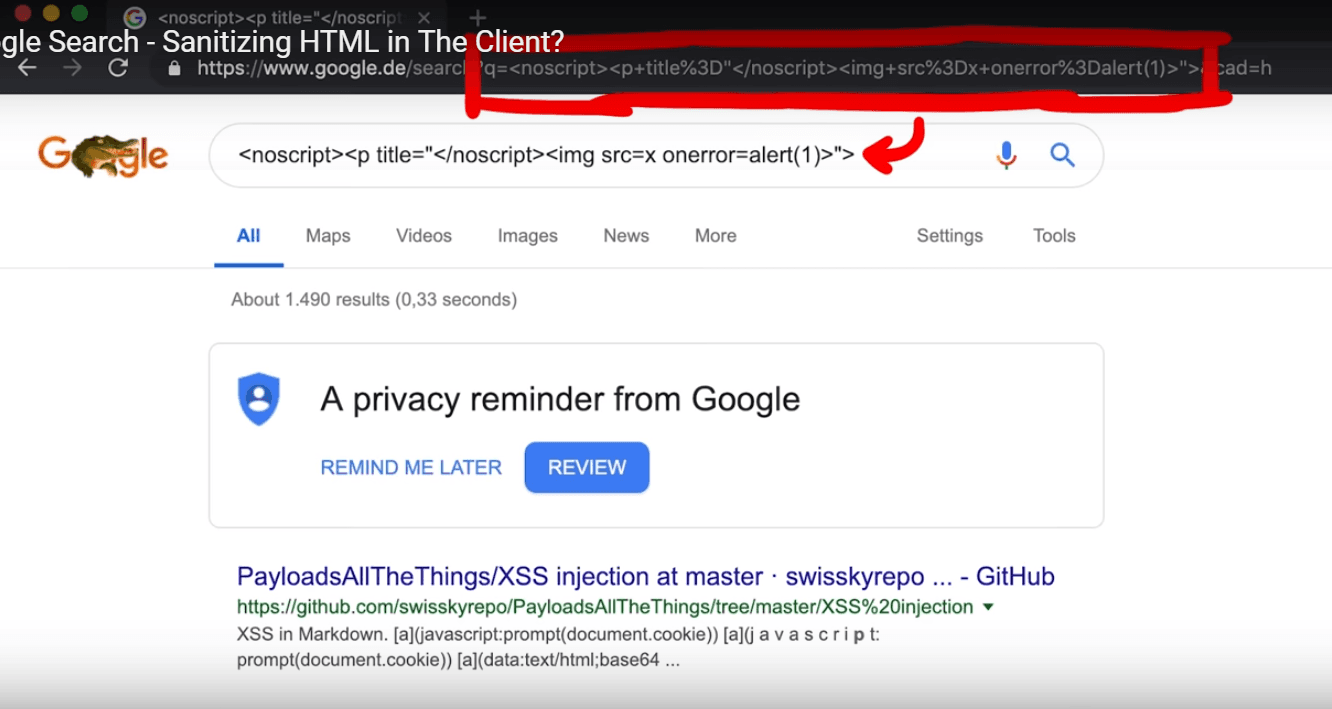 Google Search xss