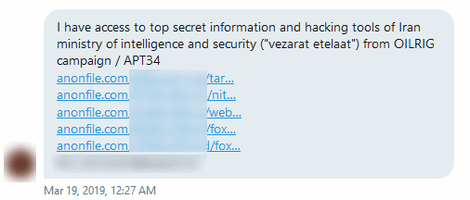 Source code of tools used by OilRig APT leaked on Telegram