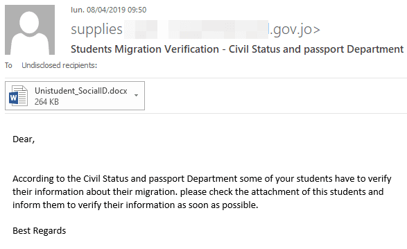 MuddyWater email