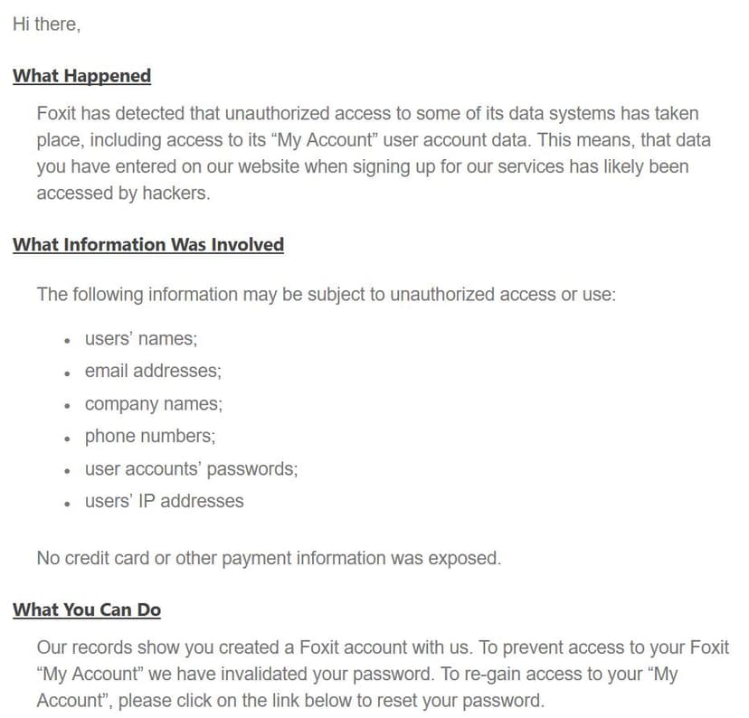 Foxit Software discloses a data breach that exposed user passwords