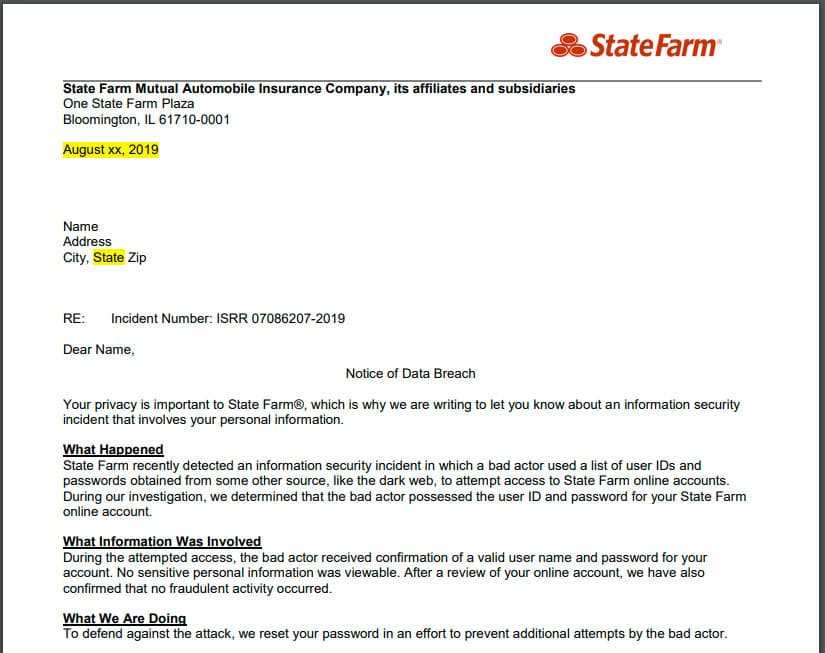 state farm notice