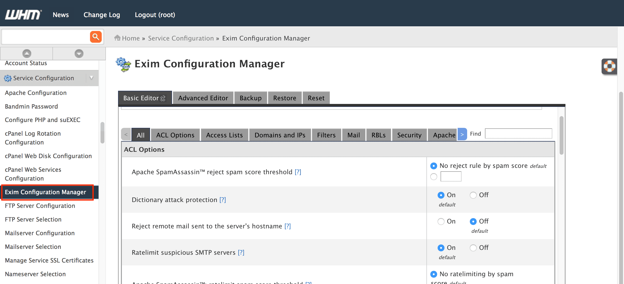 Exim mail server