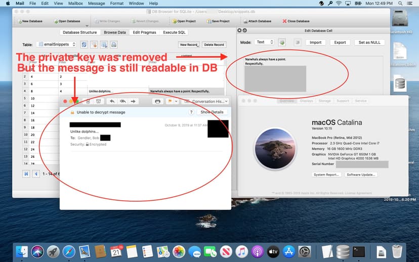 Apple Mail stores parts of encrypted emails in plaintext DB