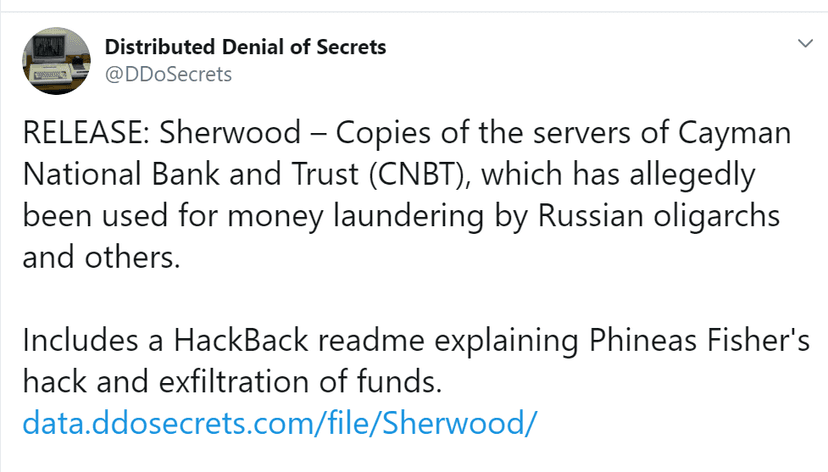 Hackers leak 2TB of Data From Cayman National Bank stolen by Phineas Fisher