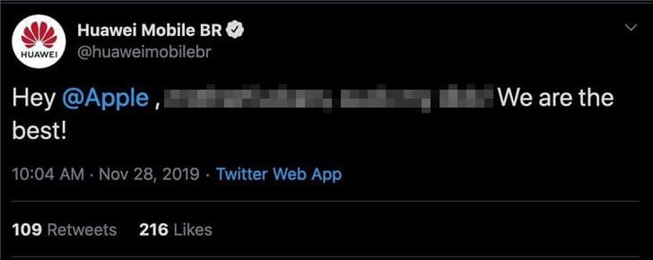 huawei twitter account hacked