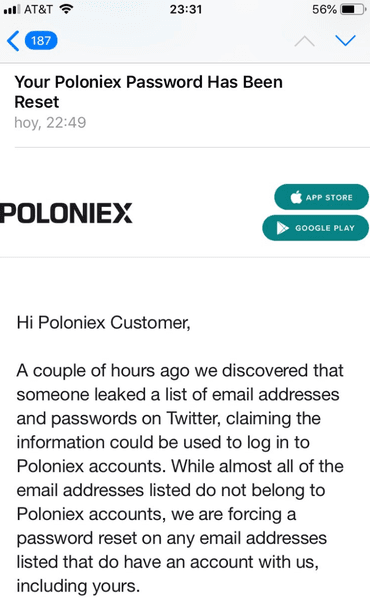Poloniex forces password reset following a data leak