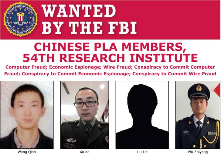Chinese Military personnel charged with hacking into credit reporting agency Equifax