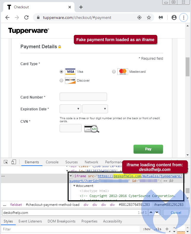 Tupperware website has been compromised with a payment card skimmer
