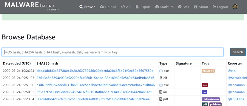 MalwareBazaar – welcome to the abuse-ch malware repository