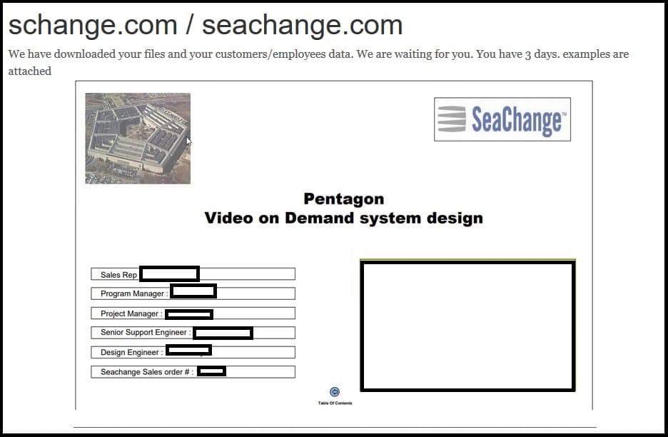 SeaChange Sodinokibi ransomware